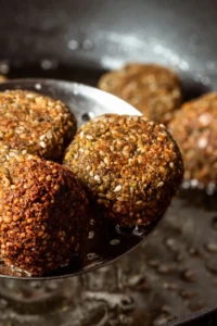 Finished Omega 3 Protein Ladoos in a bowl, ready to serve