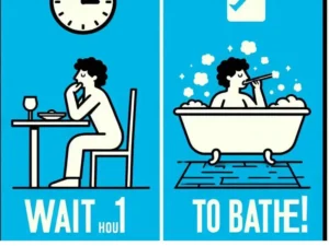 A person contemplating a bath after a meal